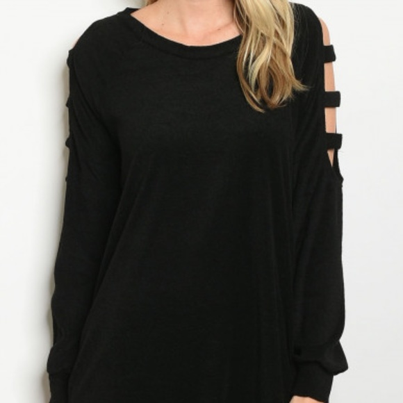 BLACK CAGE SLEEVE KNIT DRESS - Picture 3 of 9